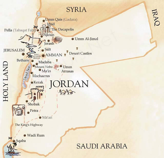 jordanienien tourismus karte